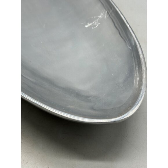 pewter oval tray bowl old town imports centerpiece Mexico signed #392401 READ - Picture 4 of 10